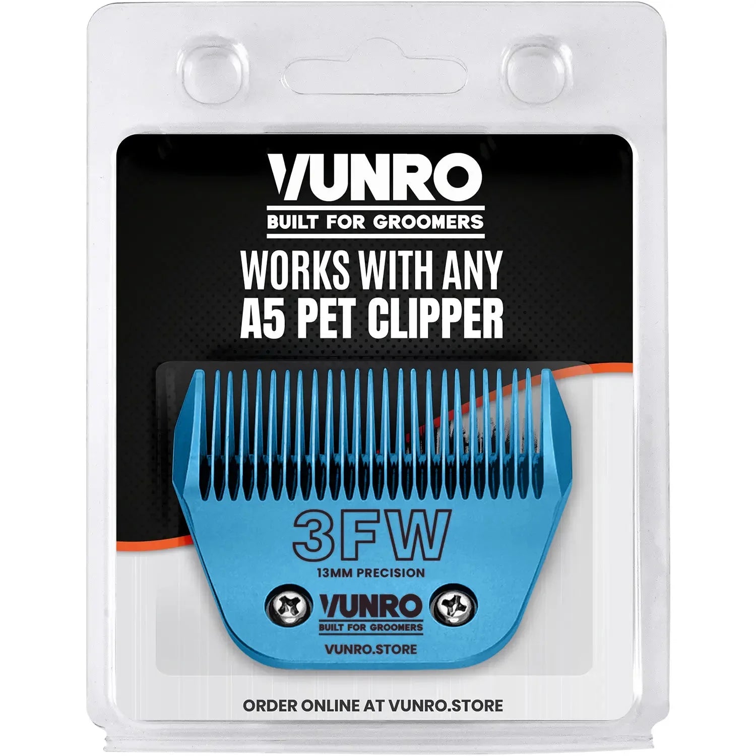 VUNRO 3FW Wide Blue Steel dog clipper blade retail pack